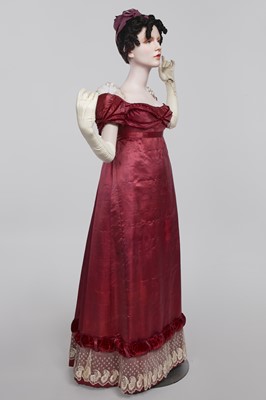 Lot 91 - A pink satin evening gown, probably English, circa 1812