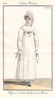 Lot 111 - A pale apricot sarsanet redingote/pelisse, French, circa 1815