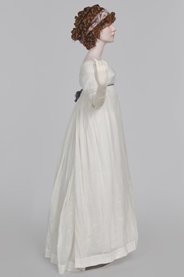 Lot 32 - An embroidered white linon dress, French, 1800-1803