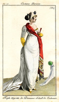 Lot 37 - A fine white muslin gown with long train, French, circa 1803