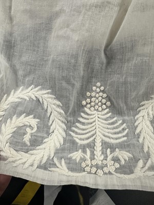 Lot 37 - A fine white muslin gown with long train, French, circa 1803