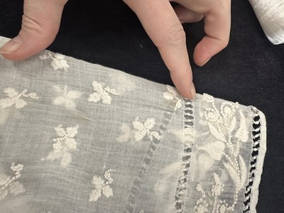 Lot 37 - A fine white muslin gown with long train, French, circa 1803