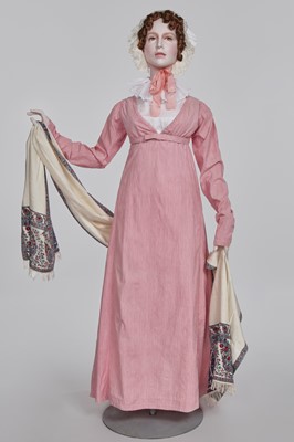 Lot 50 - A pink and white striped cotton cambric spencer and petticoat, English, circa 1807-09