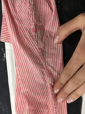 Lot 50 - A pink and white striped cotton cambric spencer and petticoat, English, circa 1807-09