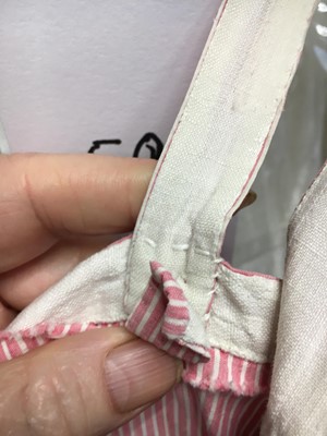 Lot 50 - A pink and white striped cotton cambric spencer and petticoat, English, circa 1807-09