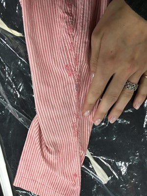 Lot 50 - A pink and white striped cotton cambric spencer and petticoat, English, circa 1807-09