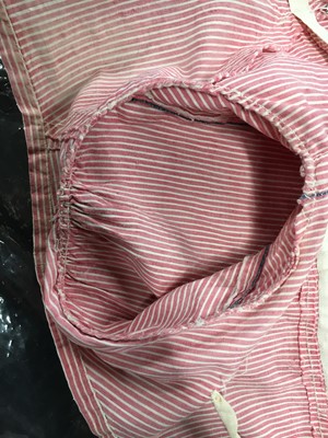 Lot 50 - A pink and white striped cotton cambric spencer and petticoat, English, circa 1807-09