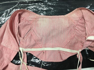 Lot 50 - A pink and white striped cotton cambric spencer and petticoat, English, circa 1807-09