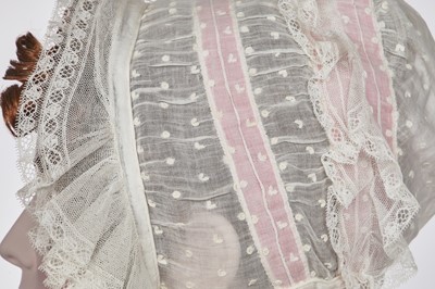 Lot 50 - A pink and white striped cotton cambric spencer and petticoat, English, circa 1807-09