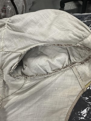 Lot 95 - A taupe twill shot sarsanet evening dress, circa 1812