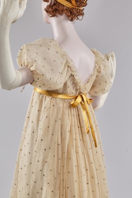 Lot 49 - A gold embroidered silk tulle dance dress, French, circa 1807