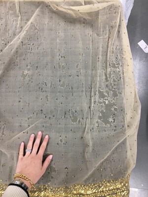 Lot 49 - A gold embroidered silk tulle dance dress, French, circa 1807