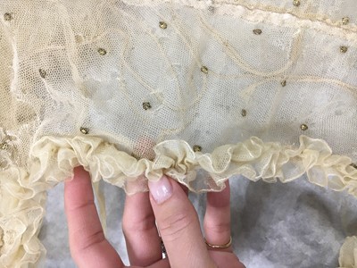 Lot 49 - A gold embroidered silk tulle dance dress, French, circa 1807