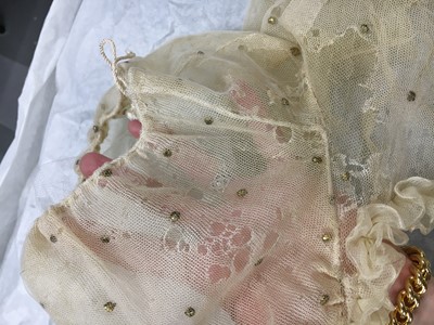 Lot 49 - A gold embroidered silk tulle dance dress, French, circa 1807