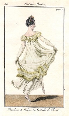 Lot 49 - A gold embroidered silk tulle dance dress, French, circa 1807