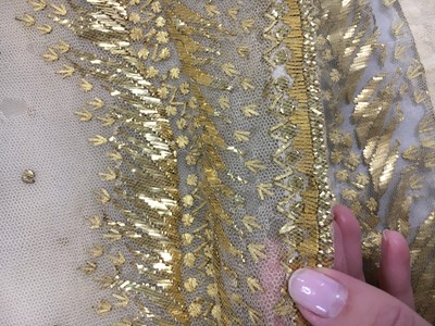 Lot 49 - A gold embroidered silk tulle dance dress, French, circa 1807