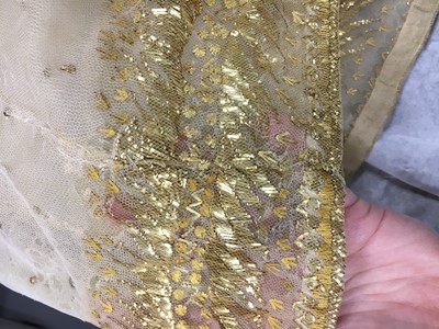 Lot 49 - A gold embroidered silk tulle dance dress, French, circa 1807