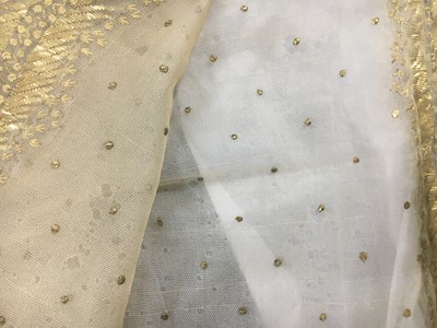 Lot 49 - A gold embroidered silk tulle dance dress, French, circa 1807