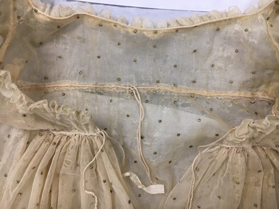 Lot 49 - A gold embroidered silk tulle dance dress, French, circa 1807