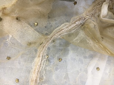 Lot 49 - A gold embroidered silk tulle dance dress, French, circa 1807