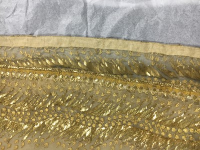 Lot 49 - A gold embroidered silk tulle dance dress, French, circa 1807
