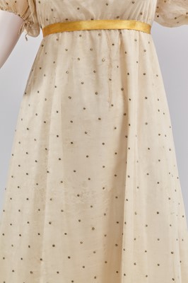 Lot 49 - A gold embroidered silk tulle dance dress, French, circa 1807