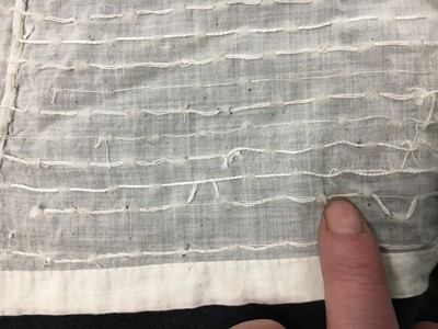 Lot 44 - A rare white bugle beaded batiste evening gown, English, circa 1805