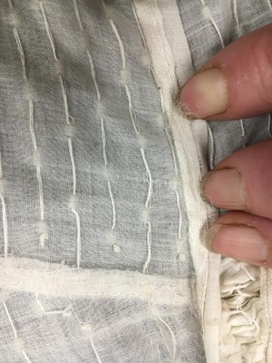 Lot 44 - A rare white bugle beaded batiste evening gown, English, circa 1805