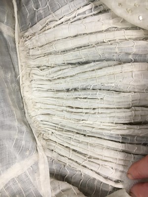 Lot 44 - A rare white bugle beaded batiste evening gown, English, circa 1805