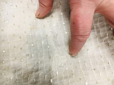 Lot 44 - A rare white bugle beaded batiste evening gown, English, circa 1805