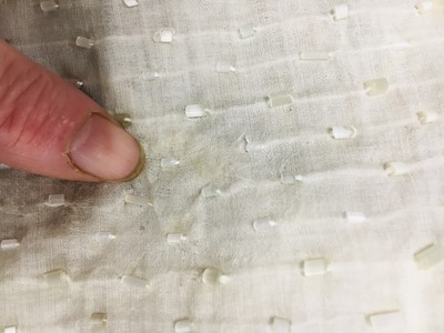 Lot 44 - A rare white bugle beaded batiste evening gown, English, circa 1805