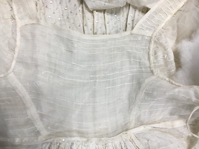 Lot 44 - A rare white bugle beaded batiste evening gown, English, circa 1805