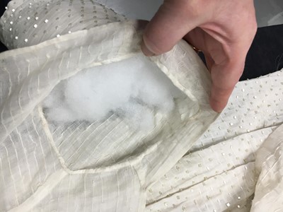 Lot 44 - A rare white bugle beaded batiste evening gown, English, circa 1805