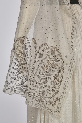 Lot 44 - A rare white bugle beaded batiste evening gown, English, circa 1805