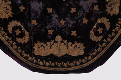 Lot 120 - A rare embroidered purple velvet court train bearing the iconography of Napoleon I