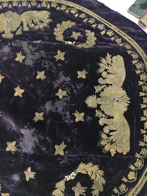 Lot 120 - A rare embroidered purple velvet court train bearing the iconography of Napoleon I