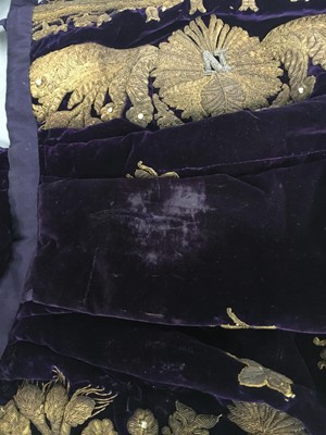 Lot 120 - A rare embroidered purple velvet court train bearing the iconography of Napoleon I