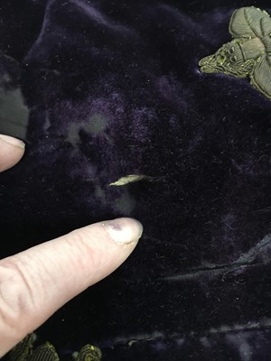 Lot 120 - A rare embroidered purple velvet court train bearing the iconography of Napoleon I