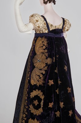 Lot 120 - A rare embroidered purple velvet court train bearing the iconography of Napoleon I