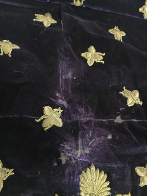 Lot 120 - A rare embroidered purple velvet court train bearing the iconography of Napoleon I