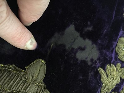 Lot 120 - A rare embroidered purple velvet court train bearing the iconography of Napoleon I