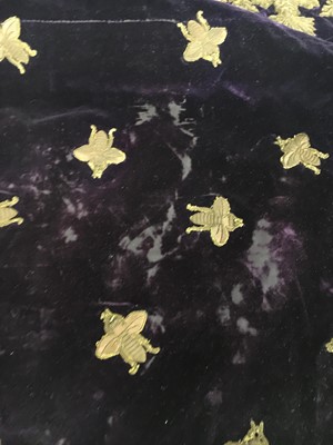Lot 120 - A rare embroidered purple velvet court train bearing the iconography of Napoleon I