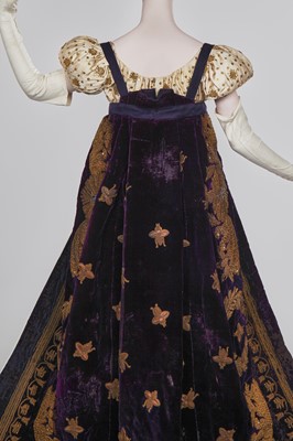 Lot 120 - A rare embroidered purple velvet court train bearing the iconography of Napoleon I