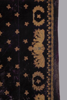 Lot 120 - A rare embroidered purple velvet court train bearing the iconography of Napoleon I