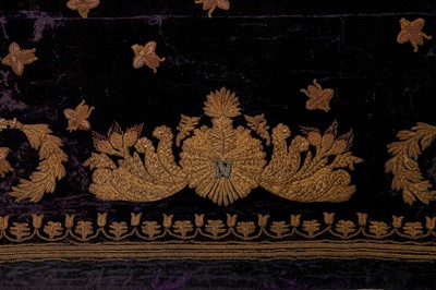 Lot 120 - A rare embroidered purple velvet court train bearing the iconography of Napoleon I