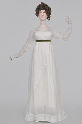 Lot 48 - A whitework embroidered muslin dress, French, circa 1806