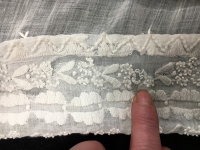 Lot 48 - A whitework embroidered muslin dress, French, circa 1806