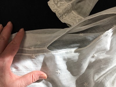 Lot 48 - A whitework embroidered muslin dress, French, circa 1806