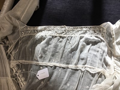 Lot 48 - A whitework embroidered muslin dress, French, circa 1806