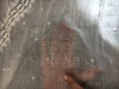 Lot 48 - A whitework embroidered muslin dress, French, circa 1806